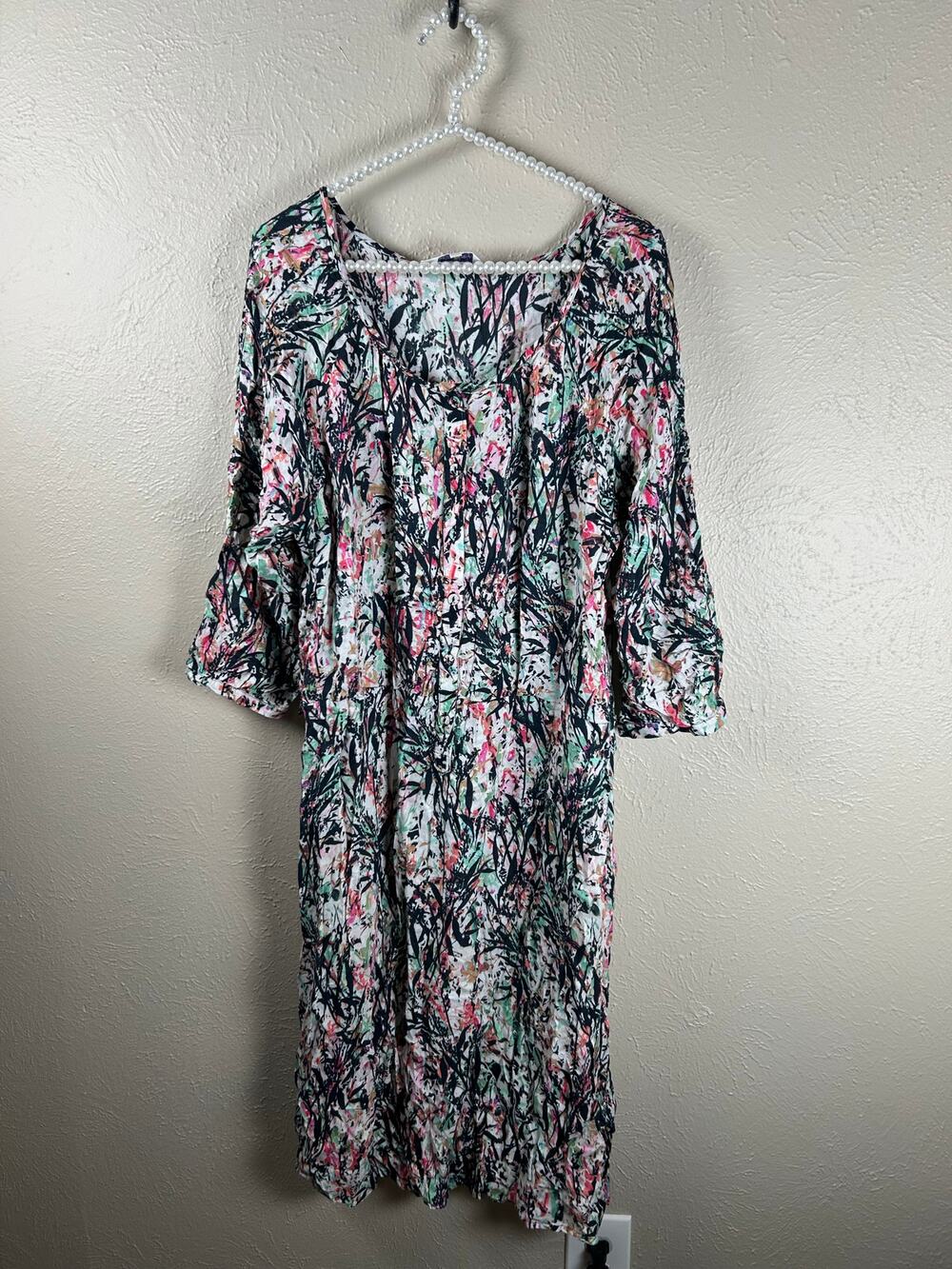 Brora Midi Dress Size 16 Lightweight Colorful Long Sleeve Spring Cruise Vacation